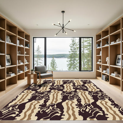 Abstract Human Profile Earth Tone Rug