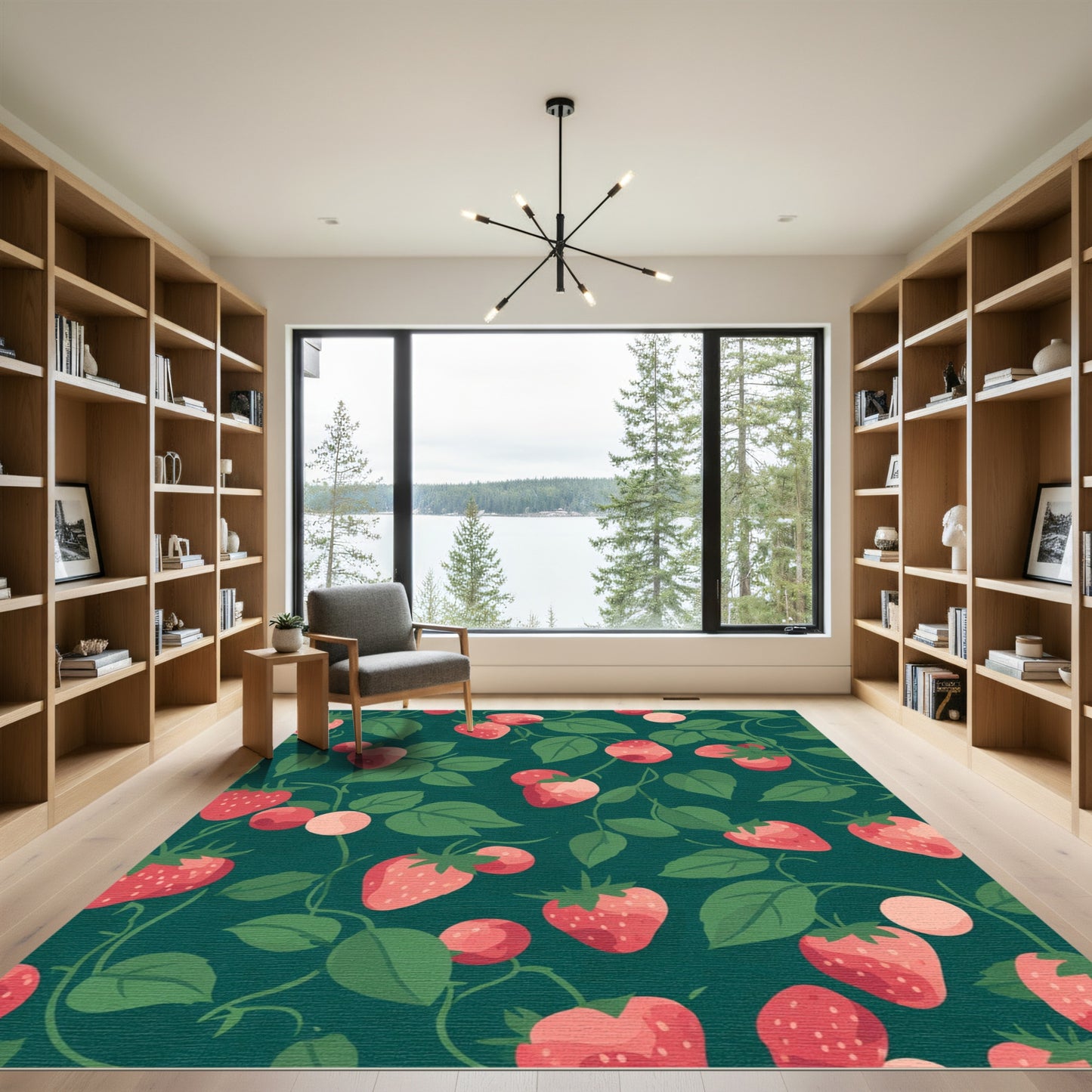Whimsical Strawberry Garden Foliage Rug