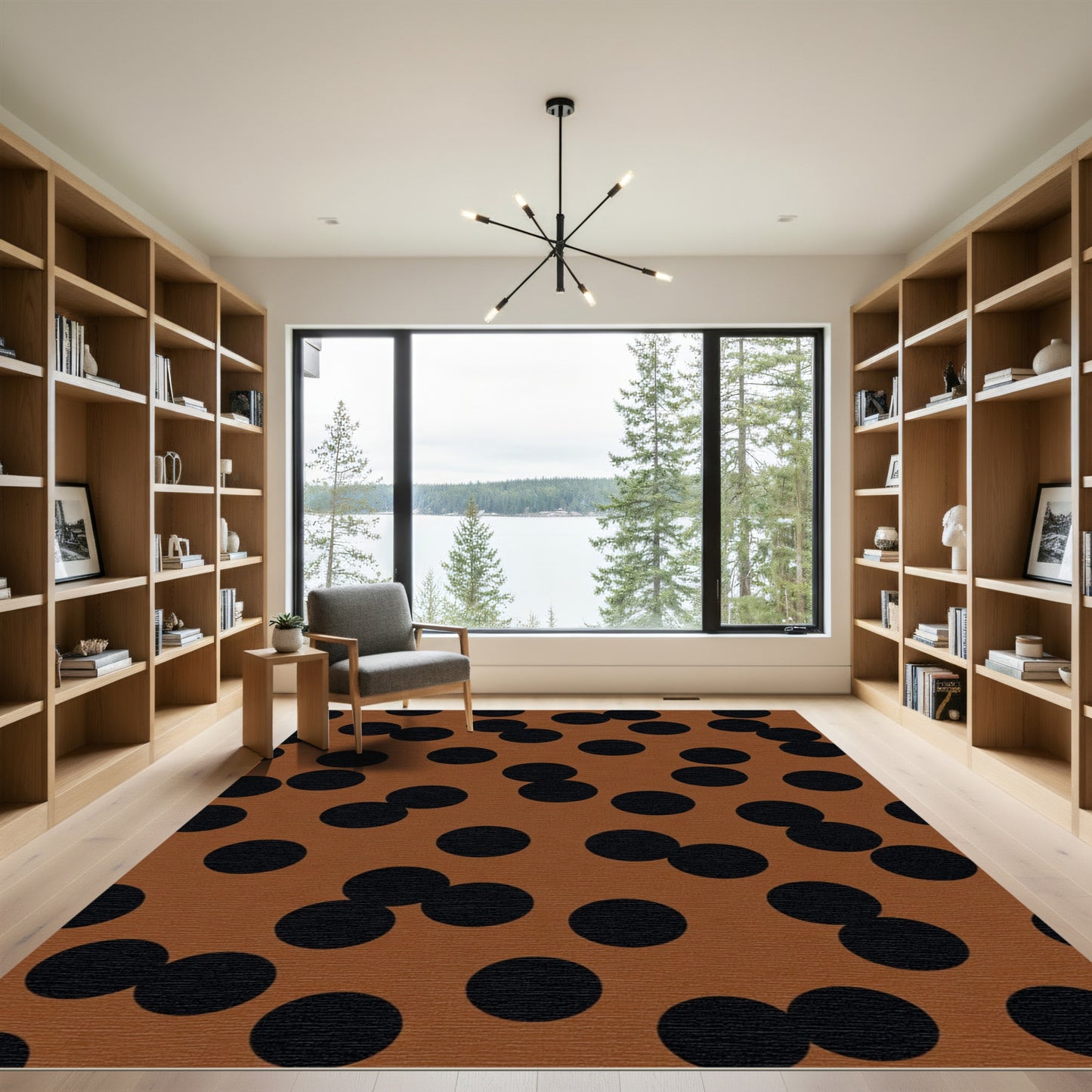 Brown Black Polka Dot Scatter Rug