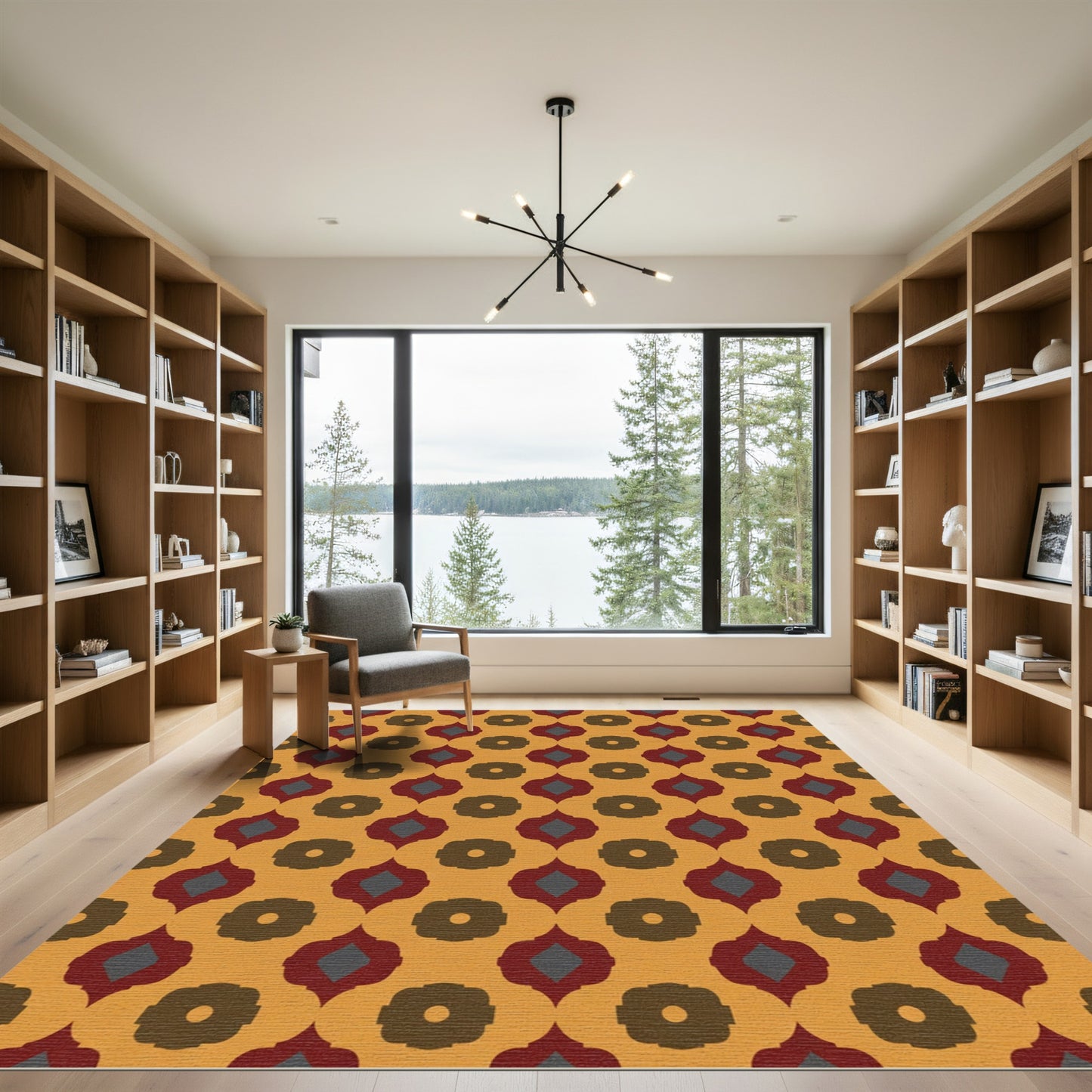 Amber Red Gray Quatrefoil Rug