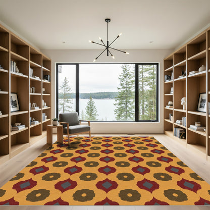 Amber Red Gray Quatrefoil Rug