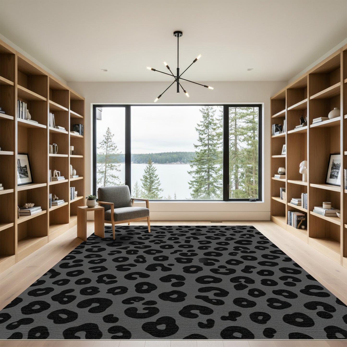 Dark Gray Leopard Spot Texture Rug