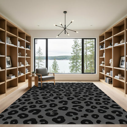 Dark Gray Leopard Spot Texture Rug