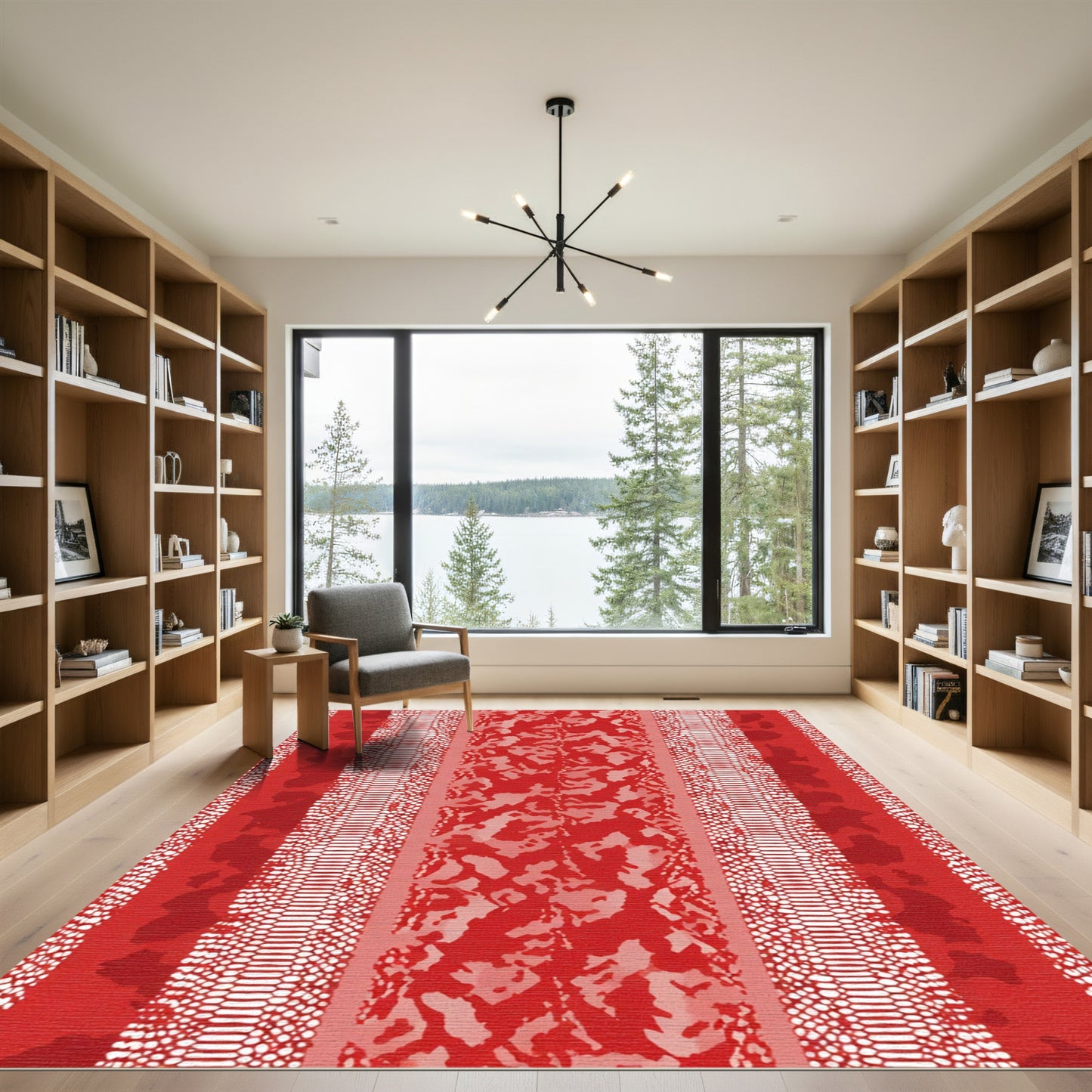 Red Snake Skin Camo Stripe Rug