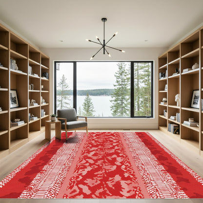 Red Snake Skin Camo Stripe Rug