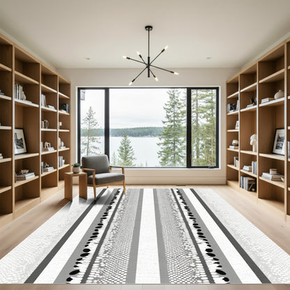Gray and White Snakeskin Stripe Rug