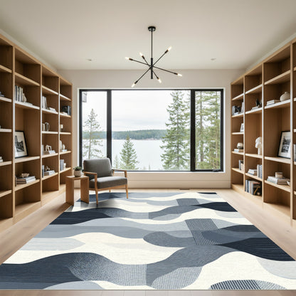 Abstract Blue Wave Cloudscape Rug