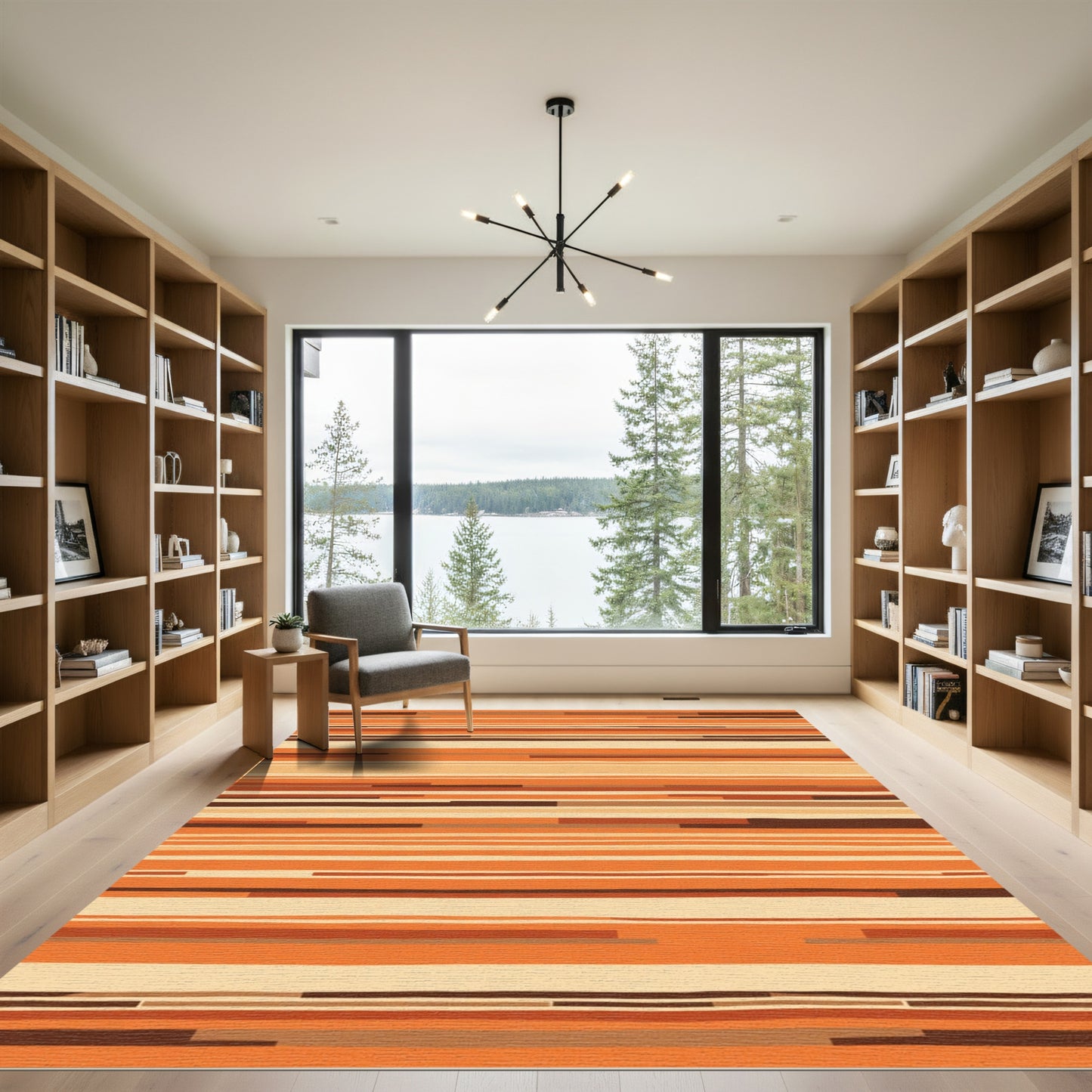 Earthy Orange Stripe Gradient Rug