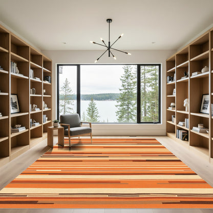 Earthy Orange Stripe Gradient Rug