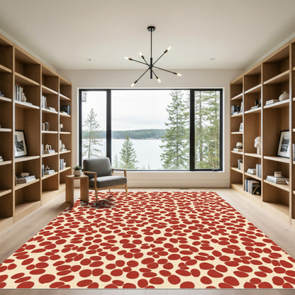 Cream Red Pebble Cluster Rug