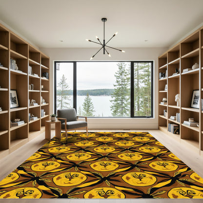 Amber Animal Face Floral Repeat Rug