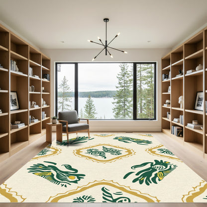 Green Yellow Floral medallion Rug