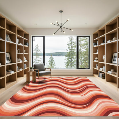 Retro Warm Tones Wavy Stripes Rug