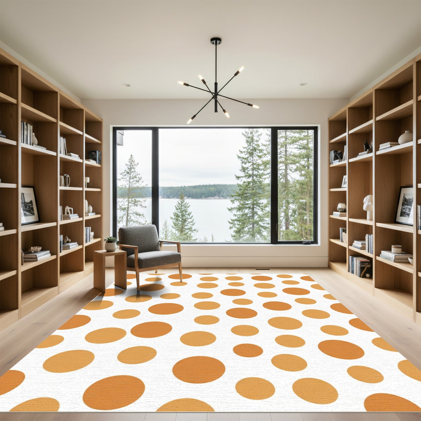 Orange Golden Dot Scatter Rug