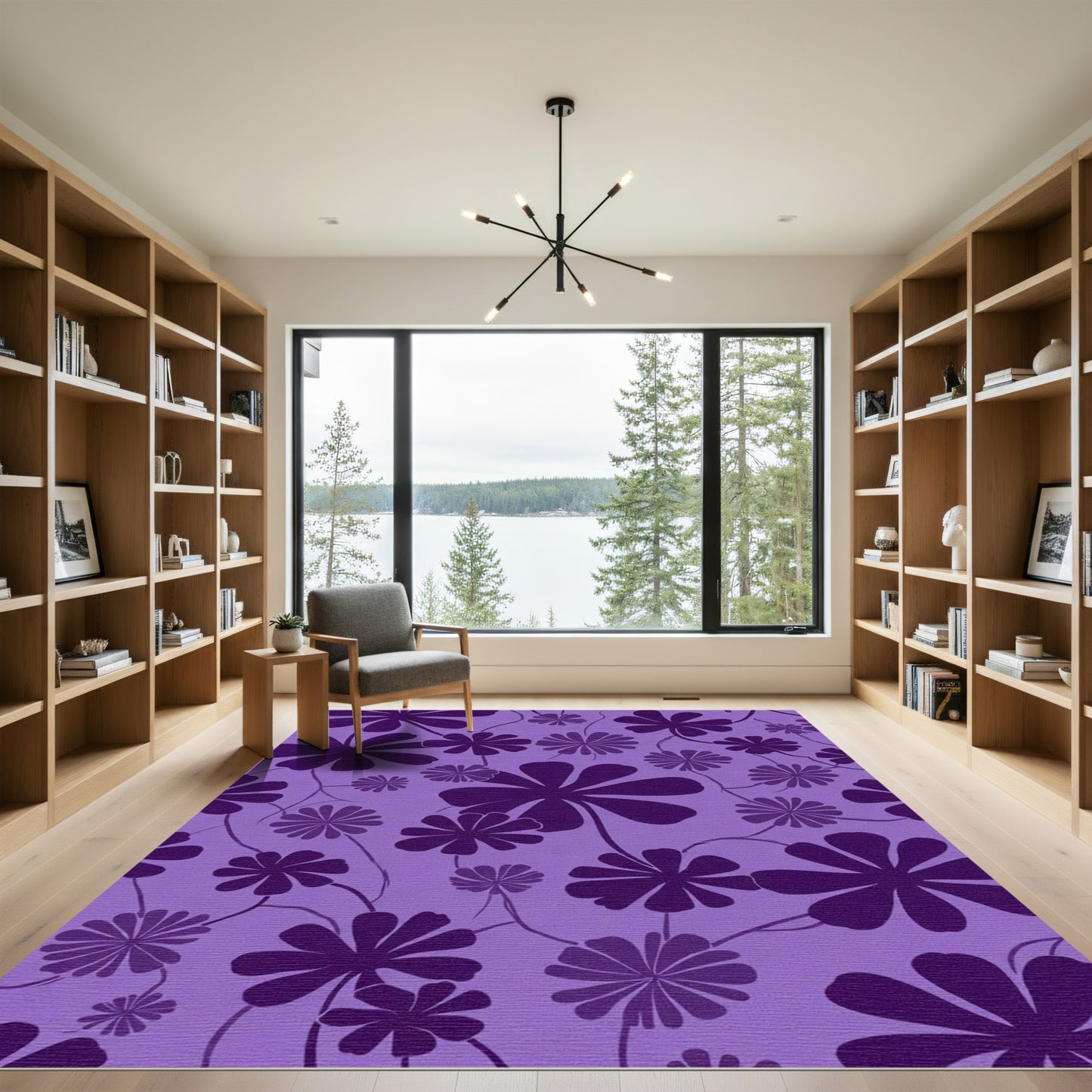 Vibrant Purple Floral Bloom Rug