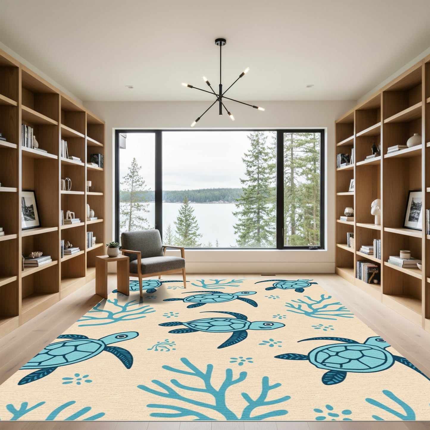 Aqua Turtle Coral Scatter Rug