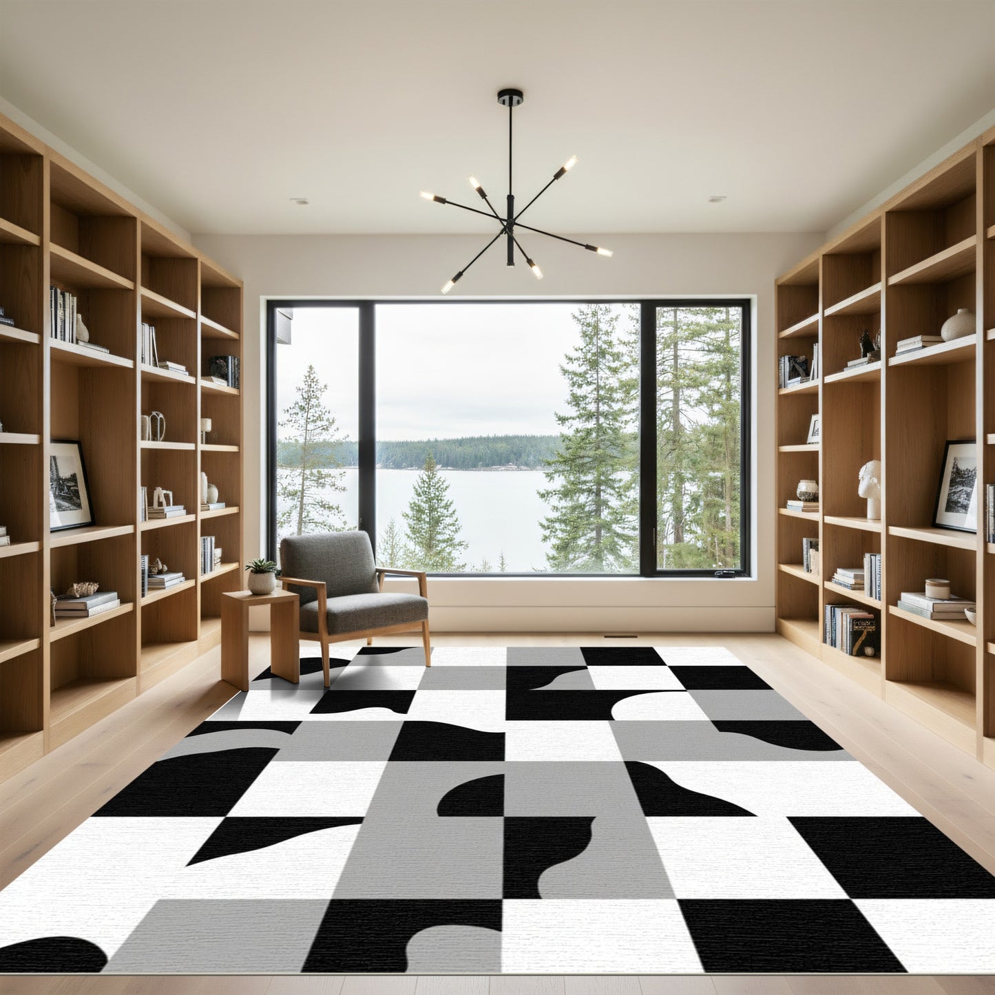 Monochromatic Abstract Contrast Squares Rug