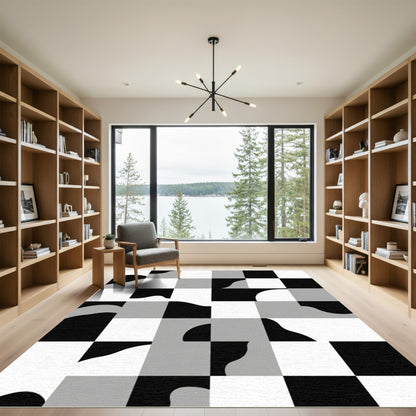 Monochromatic Abstract Contrast Squares Rug