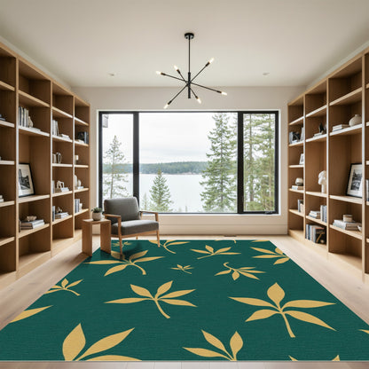 Golden Leaf Emerald Botanical Rug