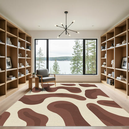 Brown Organic Blob Swirl Rug