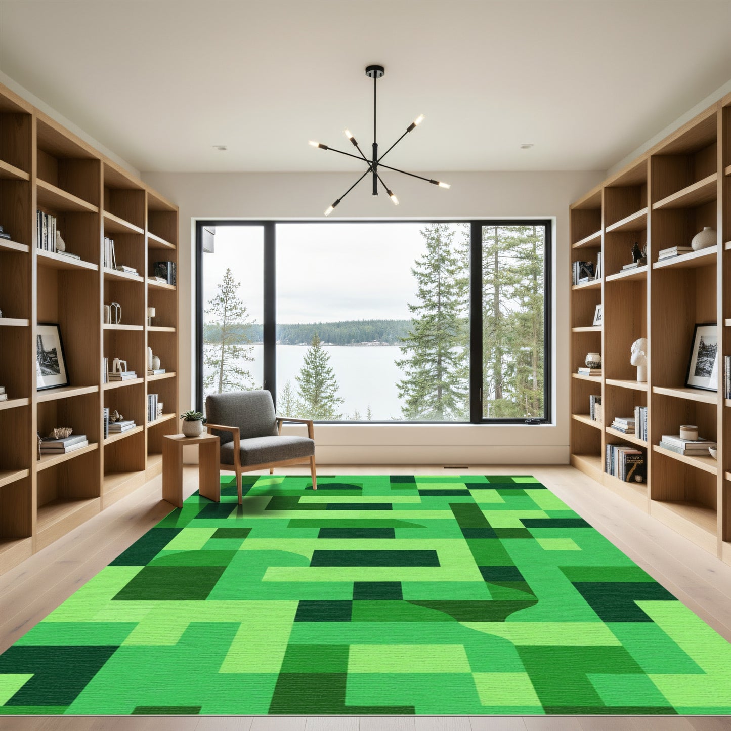 Verdant Abstract Geometric Mosaic Rug