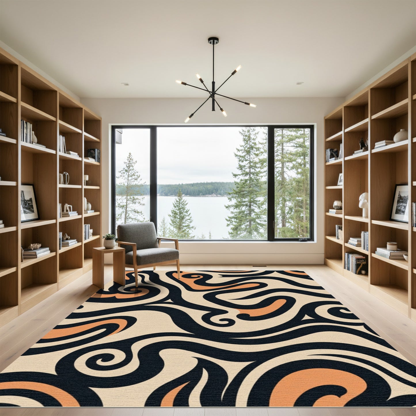 Retro Swirl Lines Abstract Rug