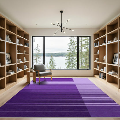 Modern Purple Gradation Stripe Rug