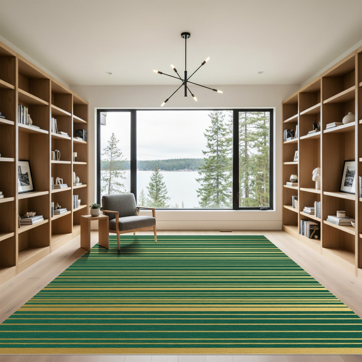 Emerald Gold Horizontal Stripe Rug