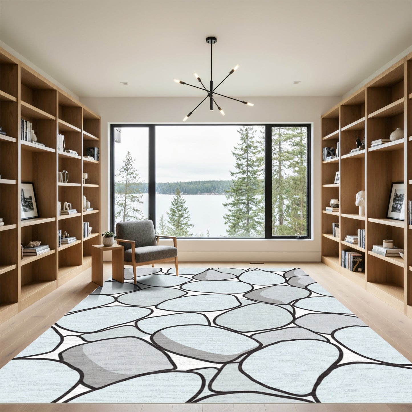 Smooth River Stone Teal Gray Rug