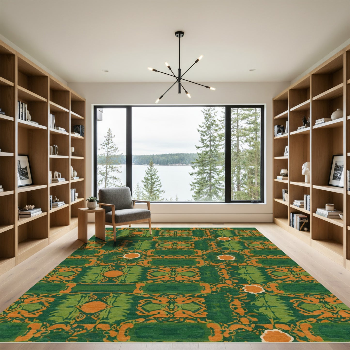 Emerald Orange Organic Geometric Rug