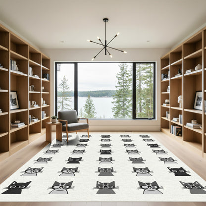 Cute Black White Gray Cats Rug