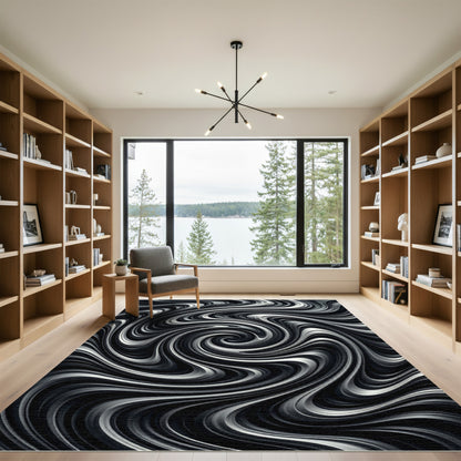 Monochromatic Swirl Abstract Texture Rug