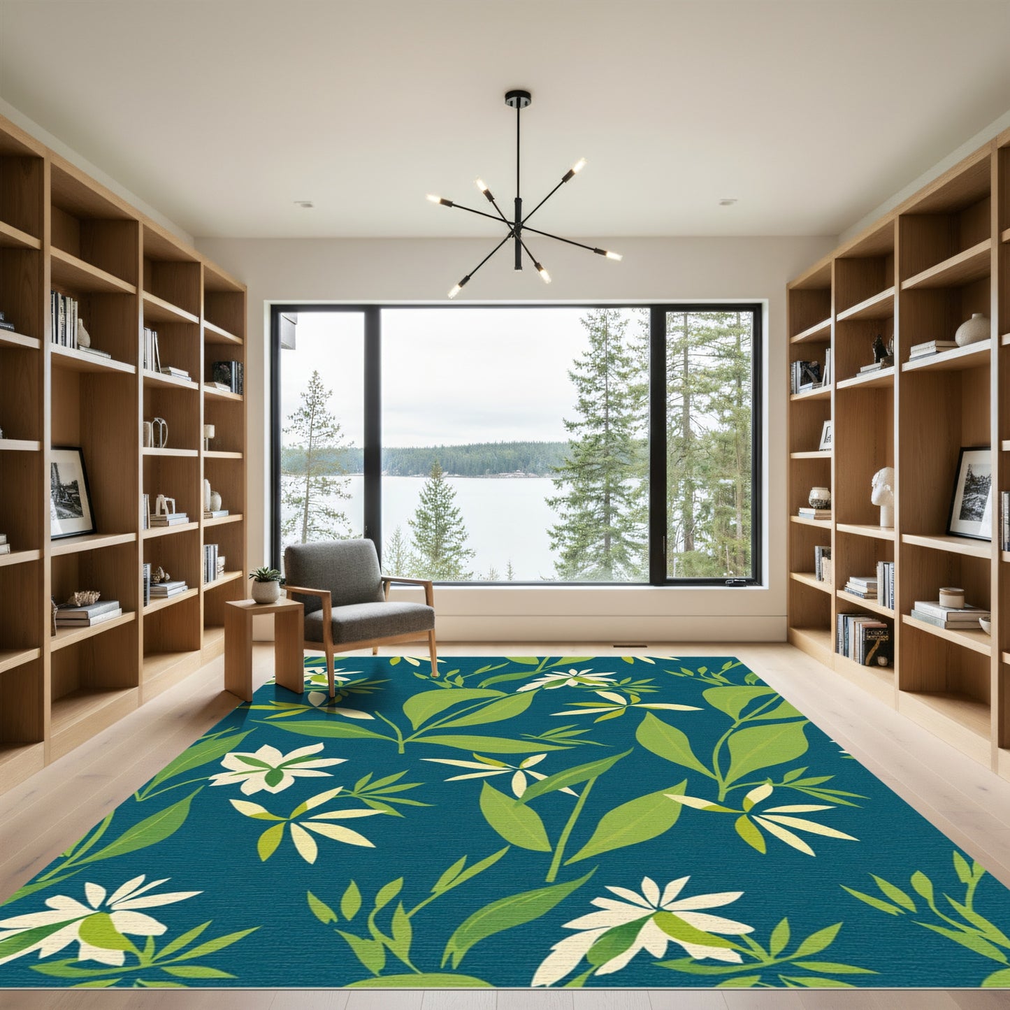 Emerald Floral Leaf Foliage Rug