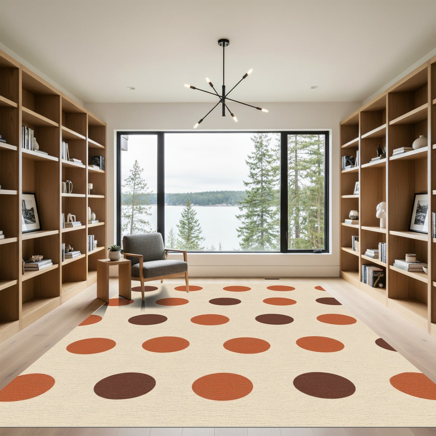 Earthy Brown Polka Dot Circles Rug