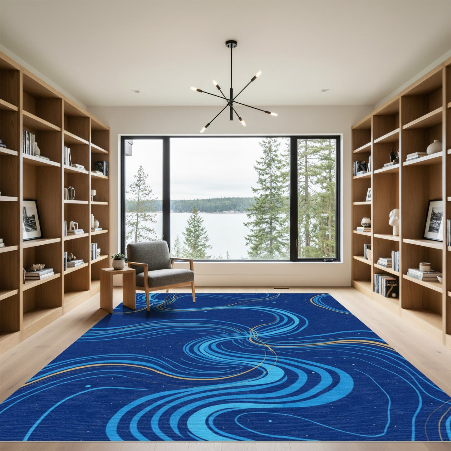 Deep Blue Swirling Currents Cosmic Rug