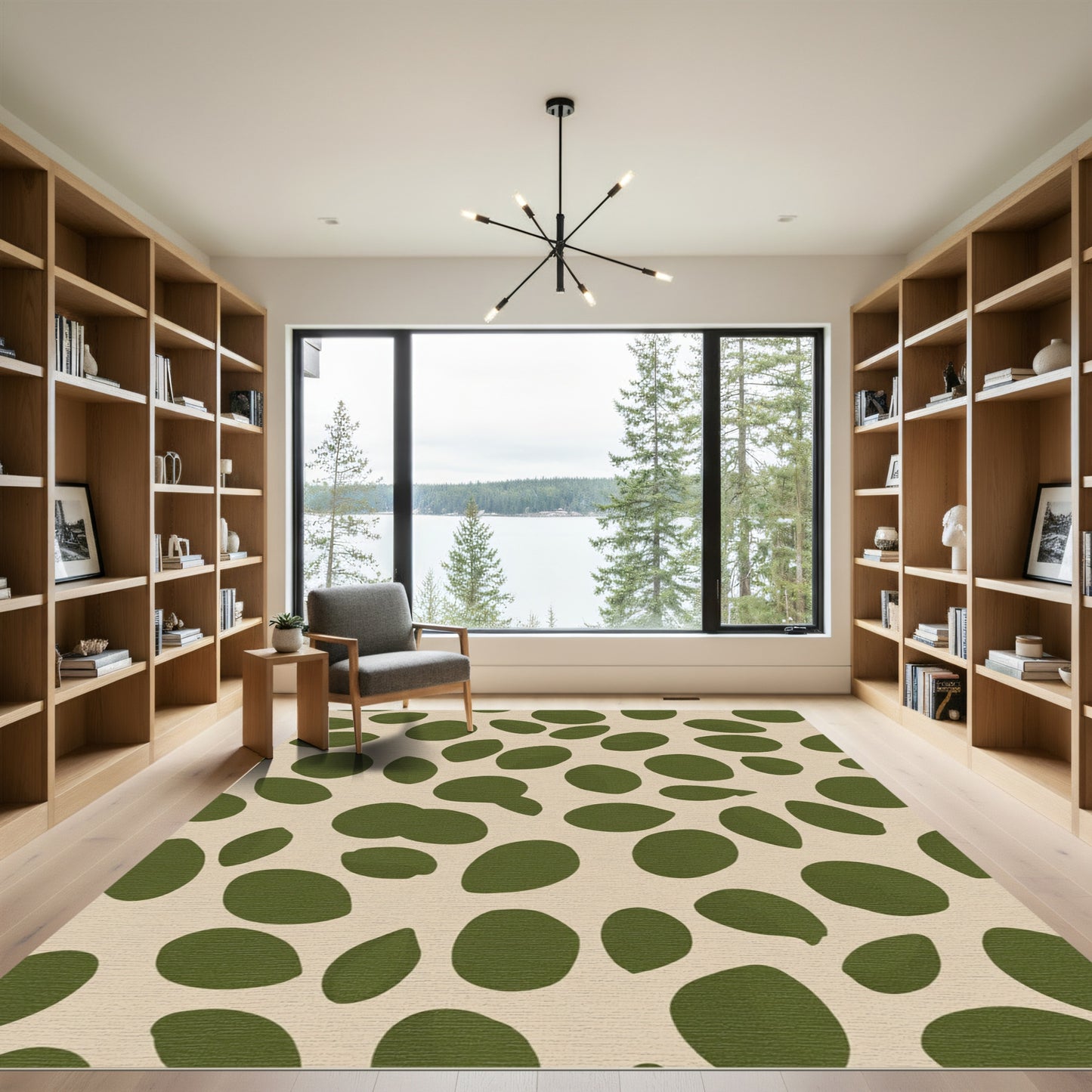 Olive Green Pebble Scatter Rug
