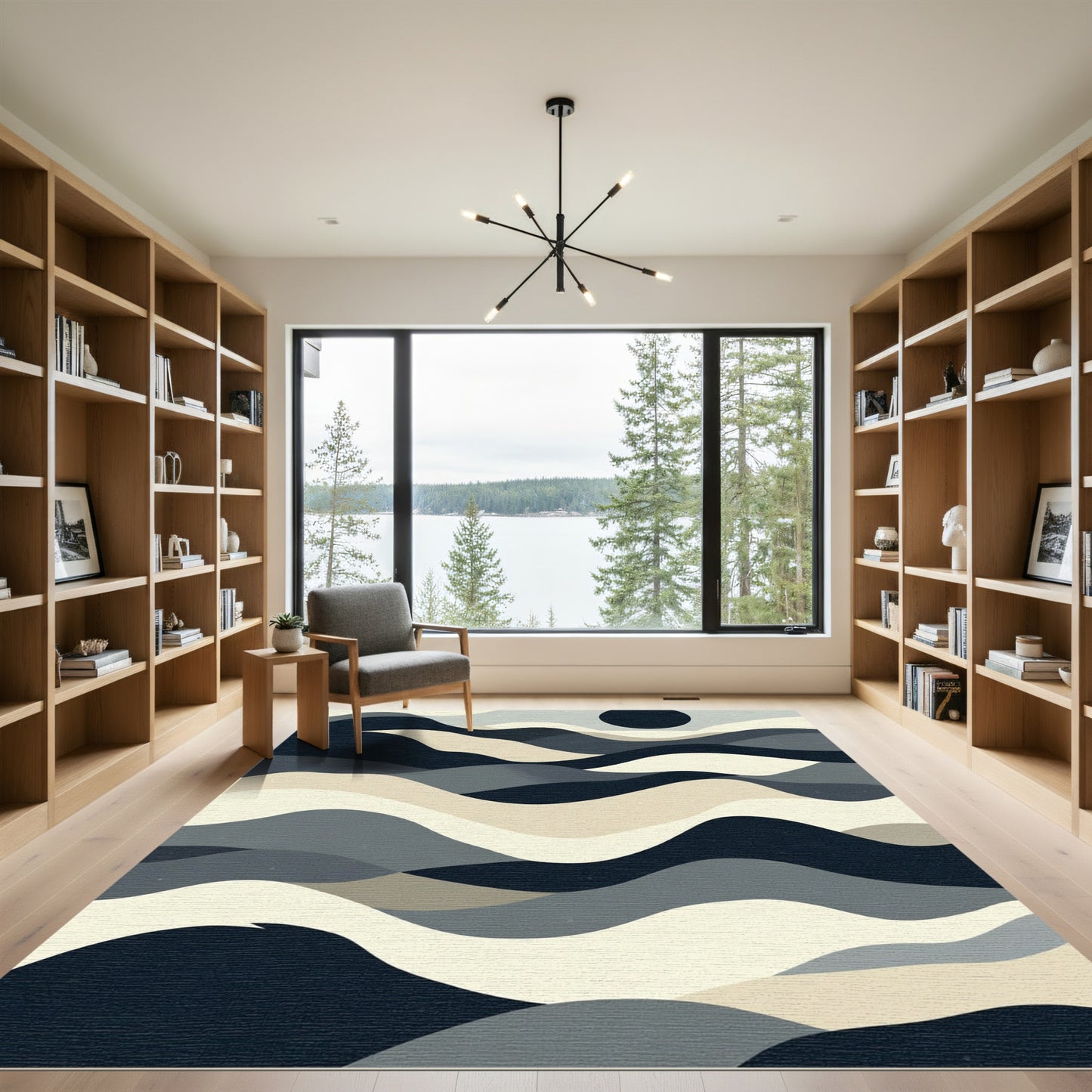 Modern Abstract Wave Landscape Rug
