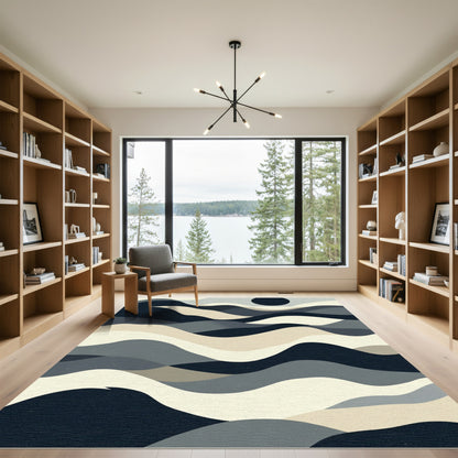 Modern Abstract Wave Landscape Rug