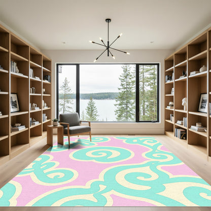 Whimsical Pastel Swirl Cloud Rug