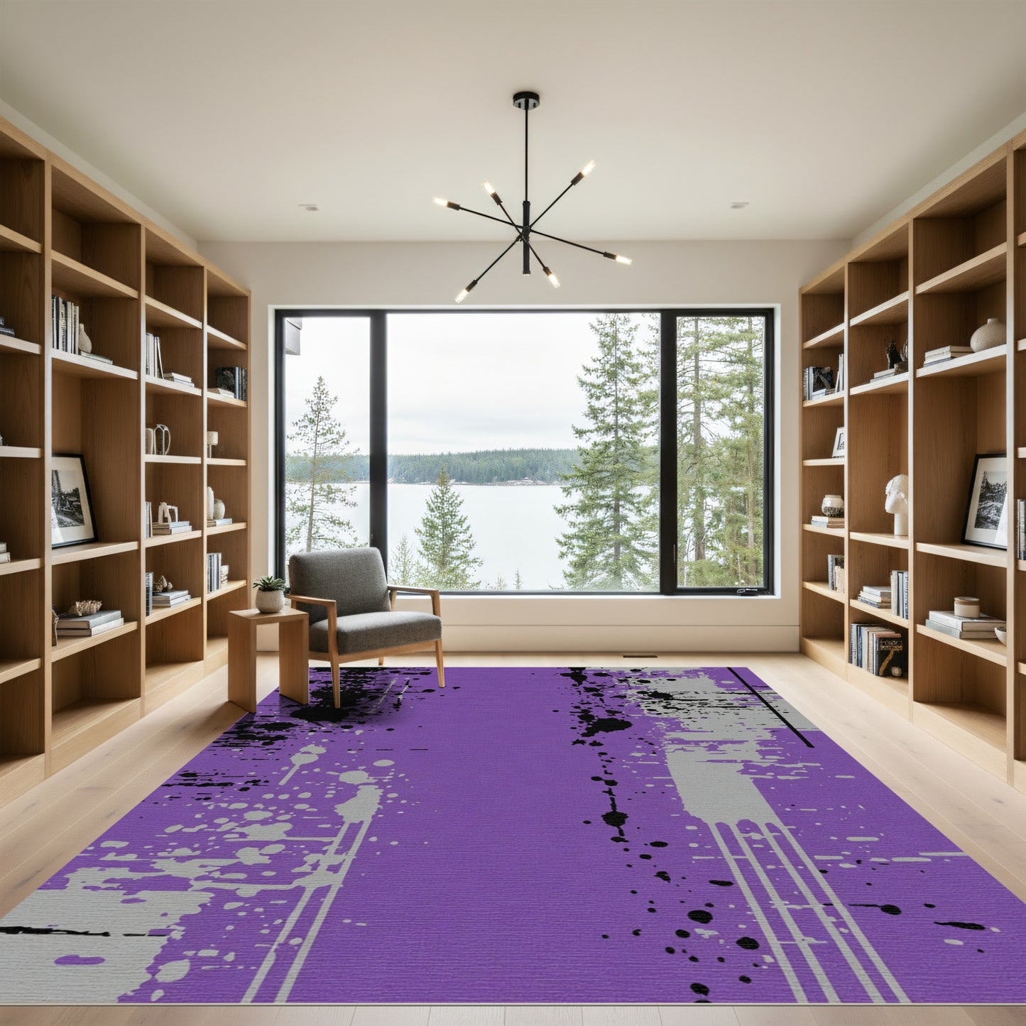 Purple and Gray Splatter Abstract Rug
