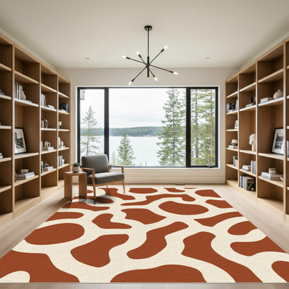 Brown Cream Organic Abstract Form Rug