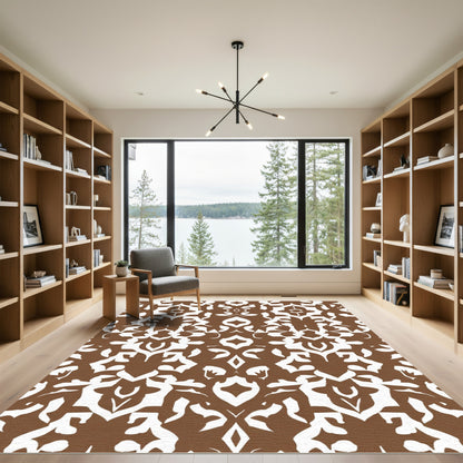 Rich Brown Ornate Floral Medallion Rug