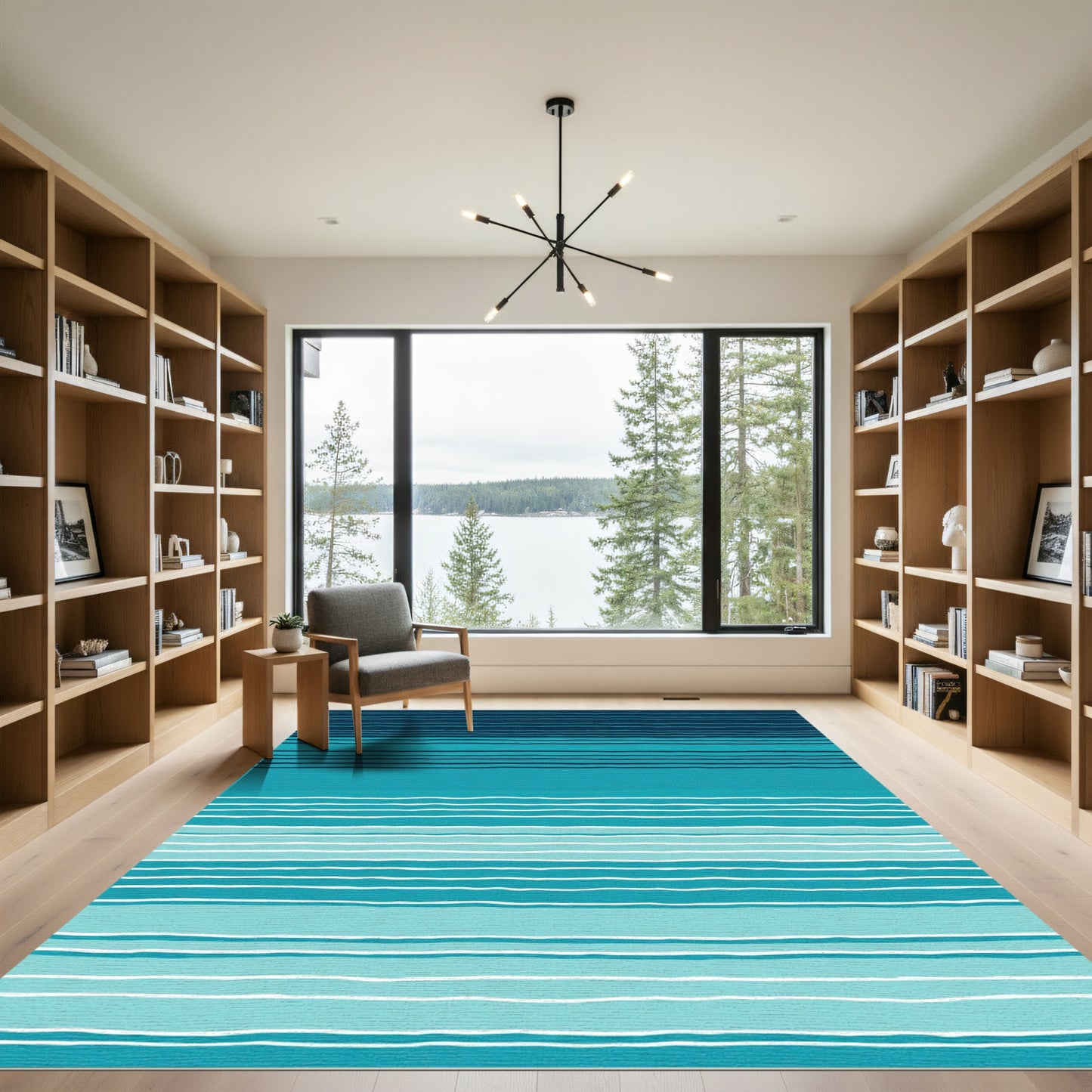 Ocean Wave Striped Gradient Rug