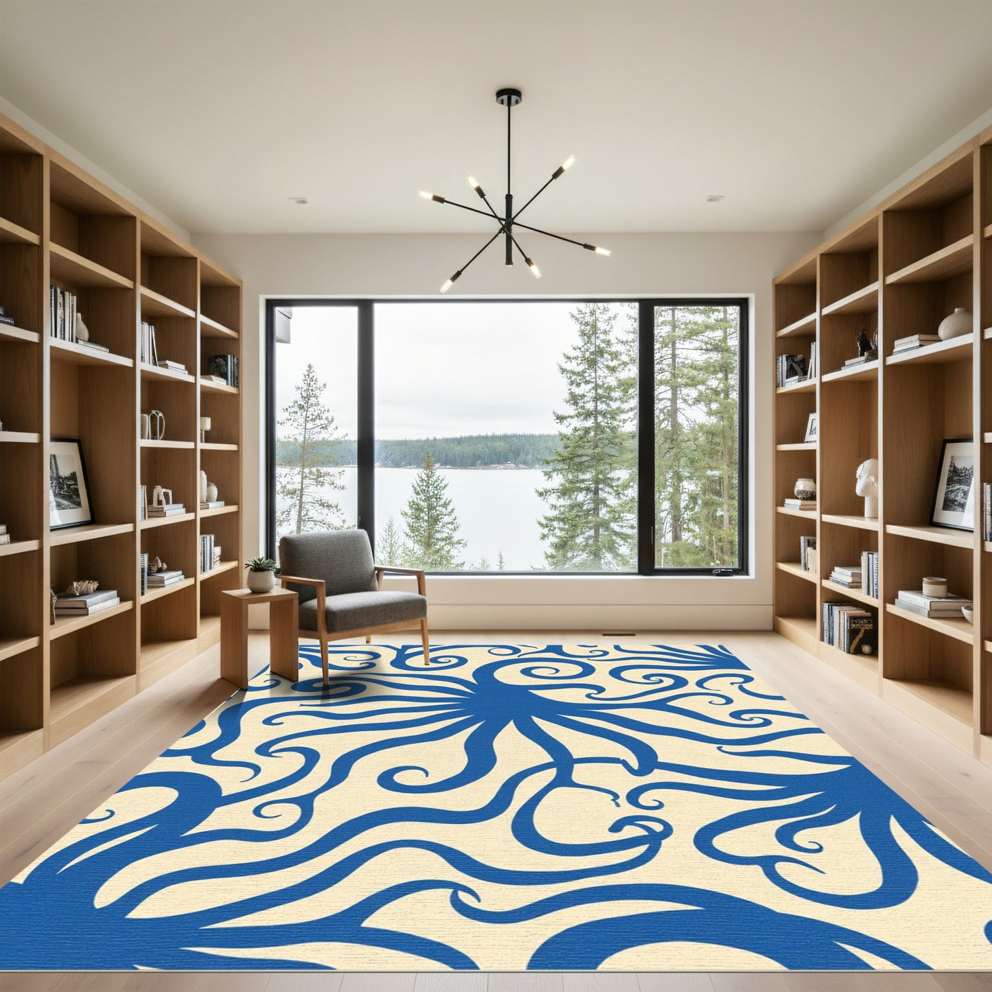 Blue Swirl Octopus Tentacle Rug