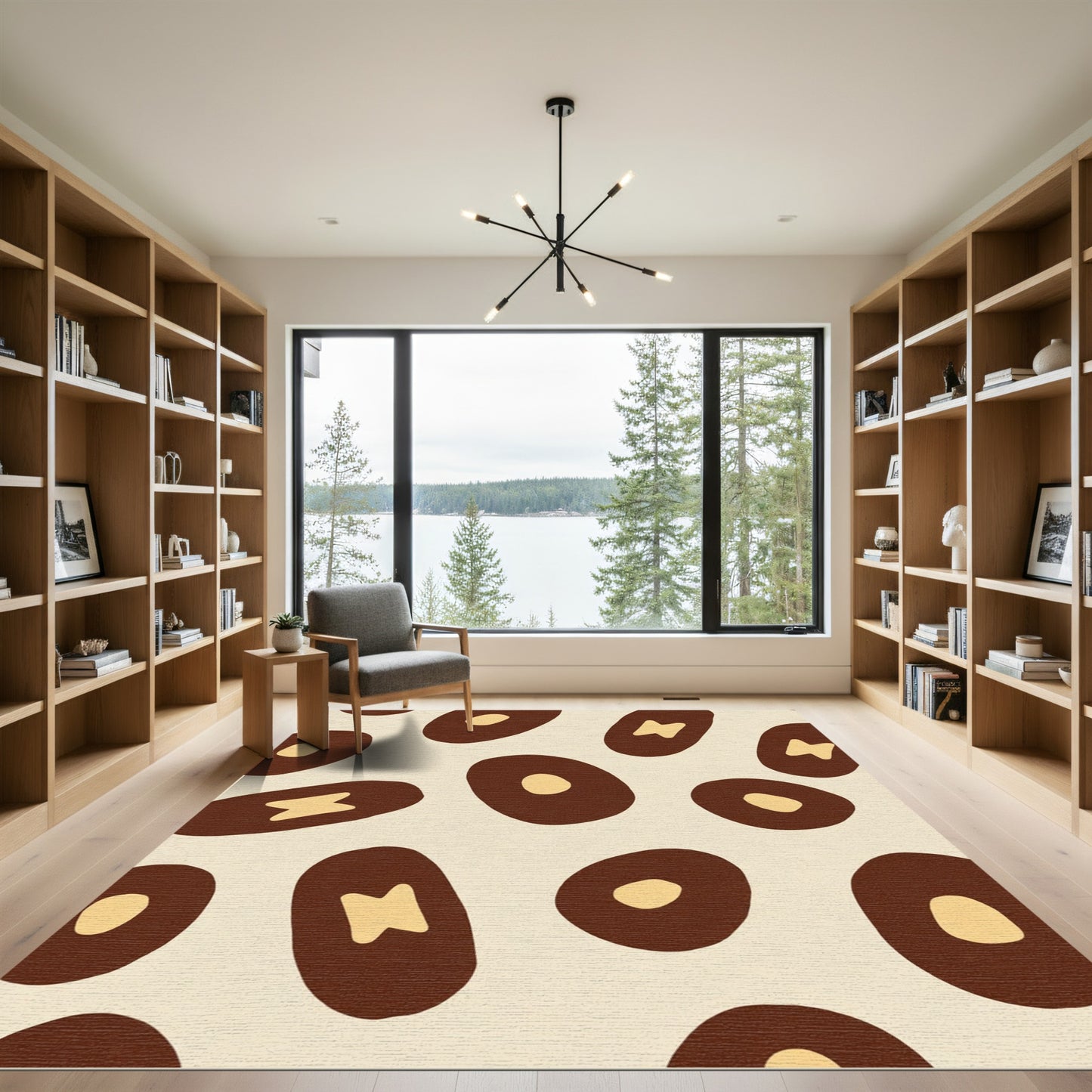 Organic Brown Cream Abstract Shapes Rug