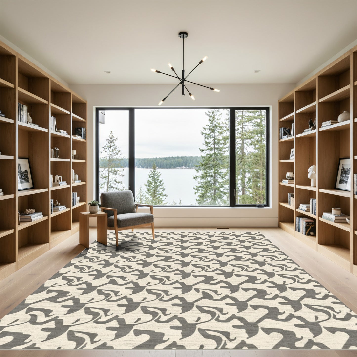 Taupe Abstract Contemporary Repeating Form Rug
