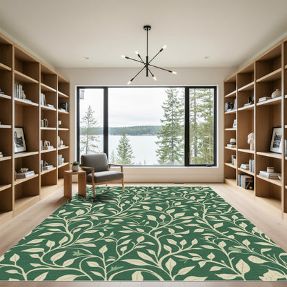 Forest Green Leafy Vine Rug