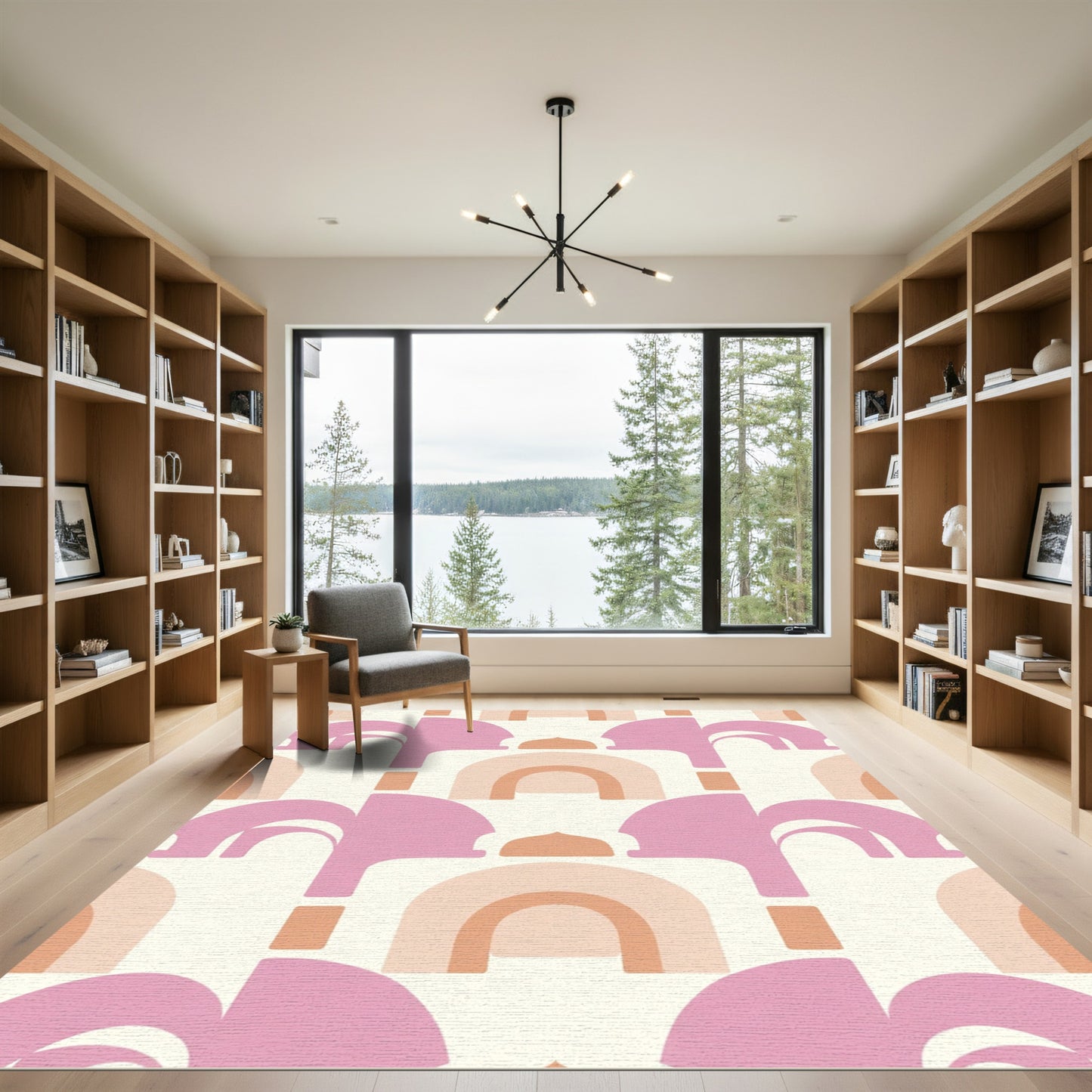 Pastel Pink Arch Rainbow Composition Rug