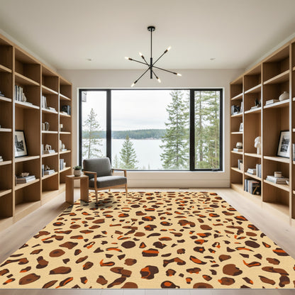 Classic Leopard Spots Cream Background Rug