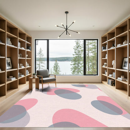 Soft Pink Gray Abstract Organic Shapes Rug
